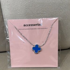 Blue Clover Pendant Necklace